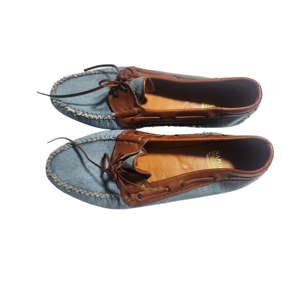 Arfango Fine Fashions Men's Denim Leather Boat Shoes Driving Loafers